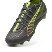 PUMA Ultra 5 Pro Grass/Artificial Grass Football Boots (MG) Kids Dark Grey Yellow Pink