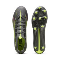 PUMA Ultra 5 Match Grass/Artificial Grass Football Boots (MG) Dark Grey Yellow Pink