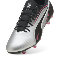 PUMA King Match Grass/Artificial Grass Football Boots (MG) Silver Black Pink