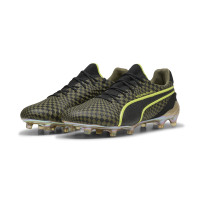 PUMA King Ultimate X Porsche Grass/Artificial Grass Football Boots (MG) Olive Green Black Gold