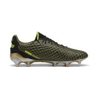 PUMA King Ultimate X Porsche Grass/Artificial Grass Football Boots (MG) Olive Green Black Gold