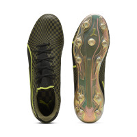 PUMA King Ultimate X Porsche Grass/Artificial Grass Football Boots (MG) Olive Green Black Gold