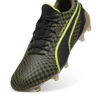 PUMA King Ultimate X Porsche Grass/Artificial Grass Football Boots (MG) Olive Green Black Gold