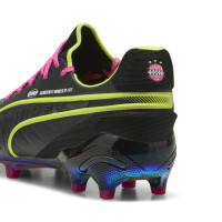 PUMA King Ultimate X KidSuper Grass/Artificial Grass Football Boots (MG) Dark Grey Yellow Pink