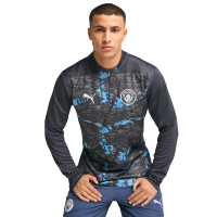 PUMA Manchester City Pre-Match Training sweater 1/4-Zip 2024-2025 Dark Grey Light Blue White