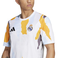 adidas Real Madrid Pre-Match Training Shirt 2024-2025 White Orange Blue