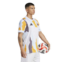 adidas Real Madrid Pre-Match Training Shirt 2024-2025 White Orange Blue