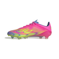 adidas F50 Elite Gras Voetbalschoenen (FG) Roze Neongeel Blauw