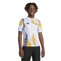 adidas Real Madrid Pre-Match Trainingsshirt 2024-2025 Kids Wit Oranje Blauw