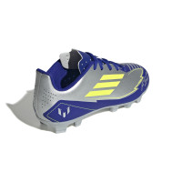 adidas F50 Messi Club Grass/Artificial Grass Football Boots (MG) Kids Silver Dark Blue Yellow