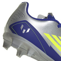 adidas F50 Messi Club Grass/Artificial Grass Football Boots (MG) Kids Silver Dark Blue Yellow