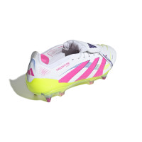 adidas Predator Elite FT Iron Nop Football Shoes (SG) White Pink Neon Yellow