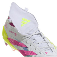 adidas Predator Elite FT Iron Nop Football Shoes (SG) White Pink Neon Yellow