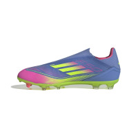 adidas F50 League Laceless Grass/Artificial Grass Football Boots (MG) Blue Neon Yellow Pink