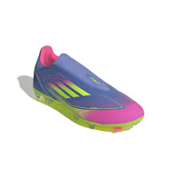 adidas F50 League Laceless Grass/Artificial Grass Football Boots (MG) Blue Neon Yellow Pink