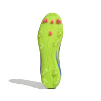 adidas F50 League Laceless Grass/Artificial Grass Football Boots (MG) Blue Neon Yellow Pink