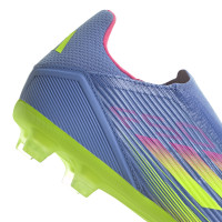 adidas F50 League Laceless Grass/Artificial Grass Football Boots (MG) Blue Neon Yellow Pink