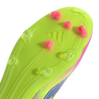 adidas F50 League Laceless Grass/Artificial Grass Football Boots (MG) Blue Neon Yellow Pink