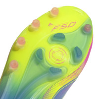 adidas F50 Elite Laceless Artificial Grass Football Shoes (AG) Blue Neon Yellow Pink