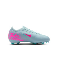 Nike Zoom Mercurial Vapor 16 Pro Gras Voetbalschoenen (FG) Kids Lichtblauw Felroze
