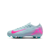 Nike Zoom Mercurial Vapor 16 Pro Gras Voetbalschoenen (FG) Kids Lichtblauw Felroze