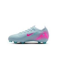 Nike Zoom Mercurial Vapor 16 Pro Gras Voetbalschoenen (FG) Kids Lichtblauw Felroze