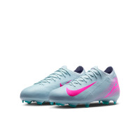 Nike Zoom Mercurial Vapor 16 Pro Gras Voetbalschoenen (FG) Kids Lichtblauw Felroze