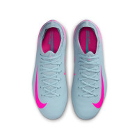 Nike Zoom Mercurial Vapor 16 Pro Gras Voetbalschoenen (FG) Kids Lichtblauw Felroze
