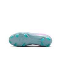 Nike Zoom Mercurial Vapor 16 Pro Gras Voetbalschoenen (FG) Kids Lichtblauw Felroze