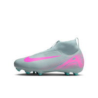 Nike Zoom Mercurial Superfly 10 Academy Gras / Kunstgras Voetbalschoenen (MG) Kids Lichtblauw Felroze