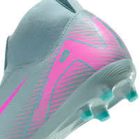 Nike Zoom Mercurial Superfly 10 Academy Gras / Kunstgras Voetbalschoenen (MG) Kids Lichtblauw Felroze