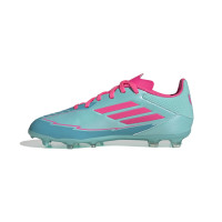 adidas F50 Messi League Gras / Kunstgras Voetbalschoenen (MG) Kids Turquoise Roze