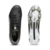 PUMA King Ultimate Iron Nop Football Shoes (SG) Black White Grey