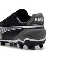 PUMA King Match Grass/Artificial Grass Football Shoes (MG) Kids Black White Grey