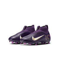 Nike Zoom Mercurial Superfly 10 Mbappé Academy Gras / Kunstgras Voetbalschoenen (MG) Kids Paars Goud Wit