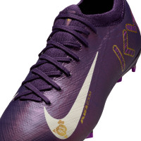 Nike Zoom Mercurial Vapor 16 Mbappé Pro Gras Voetbalschoenen (FG) Kids Paars Goud Wit