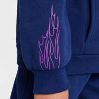 Nike Kylian Mbappé Club Fleece Jogging Suit Hooded Kids Dark Blue Purple Gold