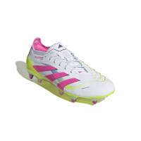 adidas Predator Elite IJzeren-Nop Voetbalschoenen (SG) Wit Roze Neongeel