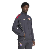 adidas Olympique Lyon Presentation Training Jacket 2025-2026 Dark Grey Gold Red Blue