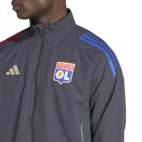 adidas Olympique Lyon Presentation Training Jacket 2025-2026 Dark Grey Gold Red Blue