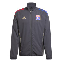 adidas Olympique Lyon Presentation Training Jacket 2025-2026 Dark Grey Gold Red Blue