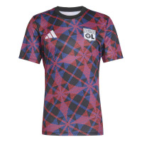 adidas Olympique Lyon Pre-Match Training Shirt 2025-2026 Black Red Blue White