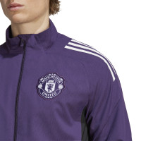 adidas Manchester United Presentatie Trainingspak Full-Zip 2025-2026 Paars Zwart Wit