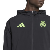 adidas Real Madrid Vis Tech Tracksuit Full-Zip Black Light Green