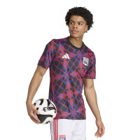 adidas Olympique Lyon Pre-Match Training Shirt 2025-2026 Black Red Blue White