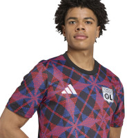 adidas Olympique Lyon Pre-Match Training Shirt 2025-2026 Black Red Blue White
