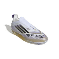 adidas F50 Elite Laceless Grass Football Boots (FG) Kids White Black Gold