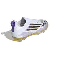 adidas F50 Elite Laceless Grass Football Boots (FG) Kids White Black Gold