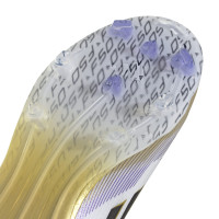 adidas F50 Elite Laceless Grass Football Boots (FG) Kids White Black Gold