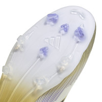 adidas F50 League Laceless Grass/Artificial Grass Football Boots (MG) White Black Gold